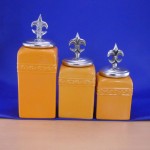 60001YL-FDL-SIL-CERAMIC CANISTER SET YELLOW W/ FDL SILVER LIDS